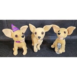 Vtg Taco Bell Chihuahua Dogs Plush Stuffed Toys Y2k Singing Applause Lot Of 3